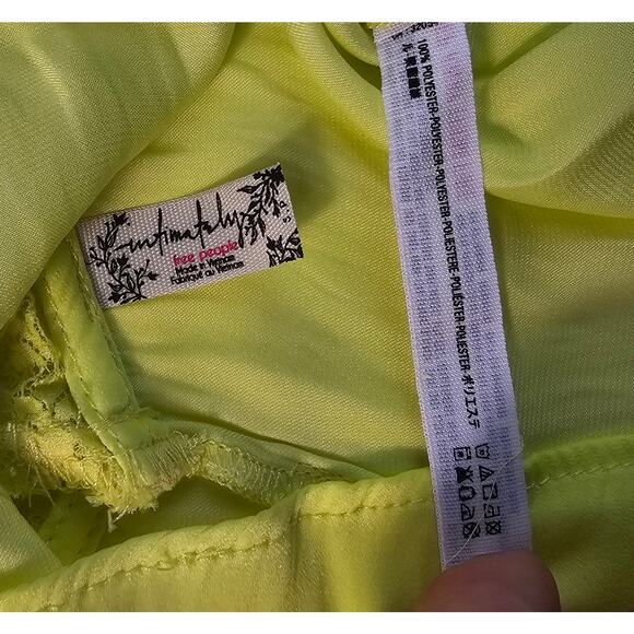 NWT $48 Free People S Beyond Me Cami Electric Lemon Small Top Yellow neon flowy - Picture 3 of 7